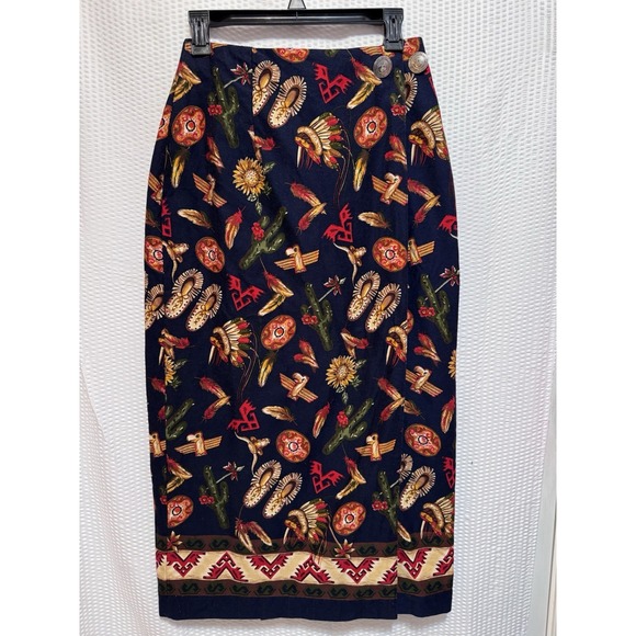 Dresses & Skirts - Vintage The Eagles Eye Button Front Wrap Pencil Maxi Skirt Womens Size 10‎